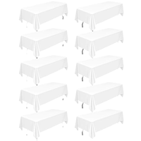 Lot de 10 nappes en polyester blanc à motif uni, 60x102 pouces, réutilisables, résistantes aux plis, lavables, pour mariage et fête