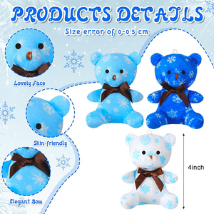 V292 Ours en peluche personnalisés de haute qualité, cadeaux en vrac, <span class=keywords><strong>flocon</strong></span> de neige d'hiver, forme de cœur, animaux en peluche bleus, petits ours en peluche en gros - Product Image 2