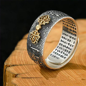 Vintage Buda corazón Sutra riqueza <span class=keywords><strong>anillo</strong></span> Vintage joyería mujeres hombres <span class=keywords><strong>Feng</strong></span> <span class=keywords><strong>Shui</strong></span> dragón <span class=keywords><strong>Pixiu</strong></span> anillos de dedo - Product Image 4