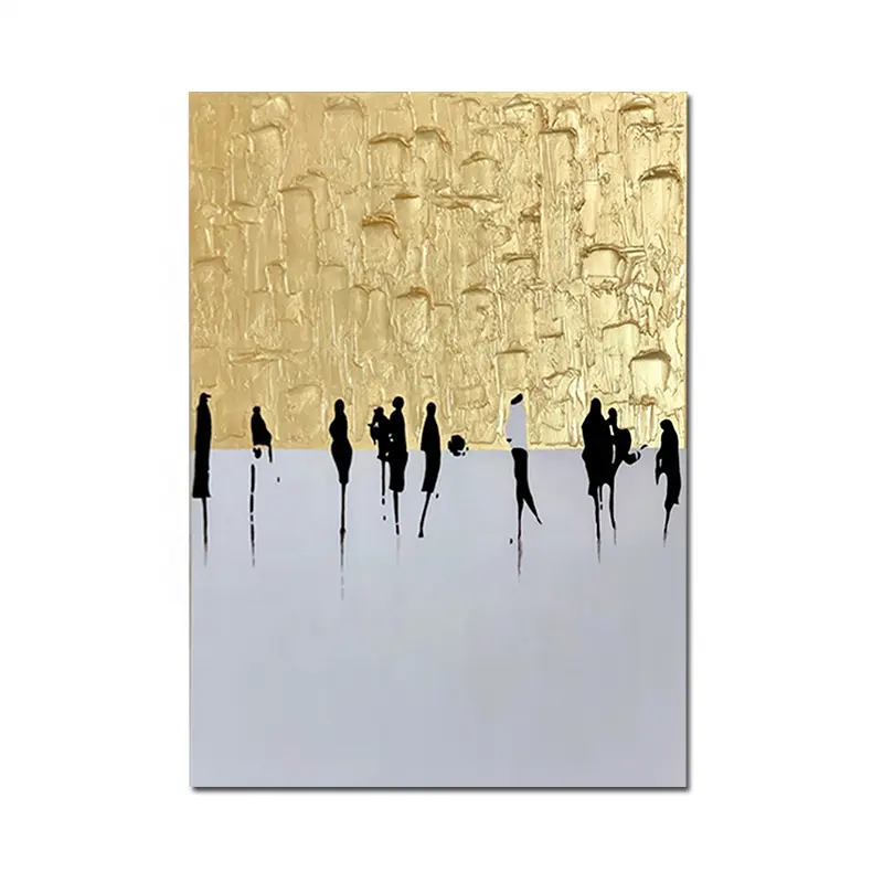 Modern Gold Foil 60x80cm wooden Frame Handmade Oil Painting on canvas Abstract Wall Art For Interior Decor