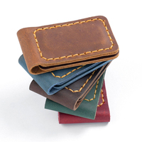 Pince à billets magnétique en cuir véritable, marque-page magnétique, cadeau, en cuir de vachette véritable Crazy Horse, pince à billets vierge