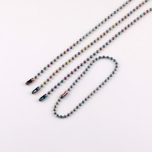โซ่ลูกปัดโลหะสีรุ้ง 3.0 มม. ทรงกลมสำหรับทำสร้อยคอ DIY อุปกรณ์เครื่องประดับชุบ 22 ซม. - Product Image 5