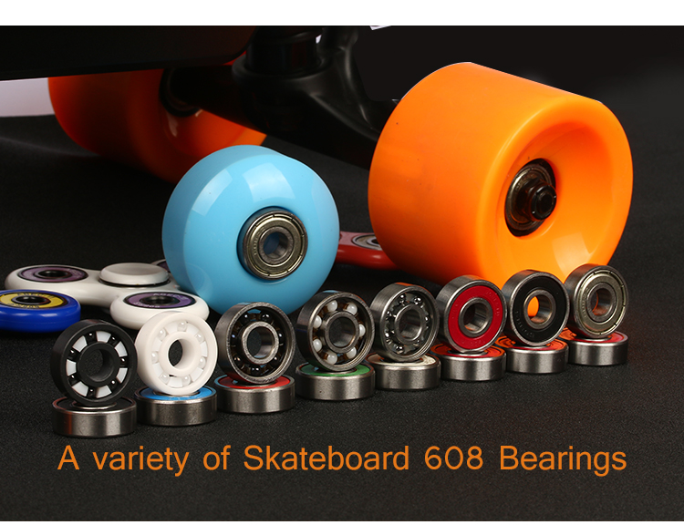 Nylon cage Customize ABEC3 ABEC7 8*22*7mm chrome steel skateboard ball bearing 608