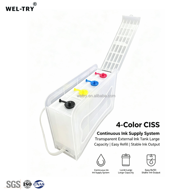 J WEL-TRY 300ML Large Capacity 4 Color CISS Continuous Ink Supply System Transparent External Bulk Ink Tank for Inkjet Printer