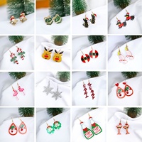 Boucles d'oreilles en résine acrylique lucite pour femme, motif animal de dessin animé, Père Noël, canne à sucre, boîte cadeau, décoration de fête de Noël mignonne
