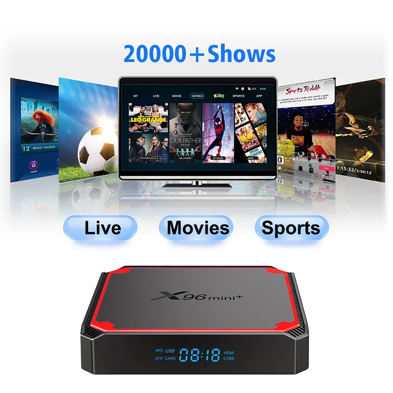 Boîtier TV IP X96Mini + Android personnalisé 4K Test gratuit Amlogic S905W4 Décodeur vidéo 2 Go XXX 16 Go 2.4G/5Ghz Wifi Ac Hdr stream Tvbox