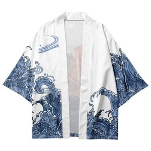 <span class=keywords><strong>Kimono</strong></span> <span class=keywords><strong>japonais</strong></span> pour hommes/femmes, imprimé vagues et carpes Harajuku, chemise de plage traditionnelle à manches courtes, peignoirs d'été, <span class=keywords><strong>Kimono</strong></span> Mujer - Product Image 2
