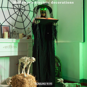 Halloween Son Activé Glowing Sorcière Lecture Livre Salle Secrète Parc D'attractions Électrique Induction Debout Décoration Ornement - Product Image 5