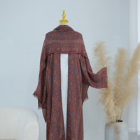 Nouvelle Abaya Modeste Loriya 2026, Cardigan Ouvert à Franges en Pashmina Paisley, Ensemble Deux Pièces, Robe Abaya Islamique de Dubaï avec Hijab