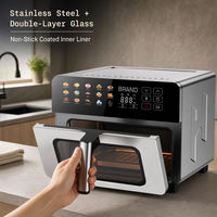Oven Penggorengan Udara Digital 8L 2100W Pemanas Atas Bawah Kontrol Sentuh Timer 24 Jam Pintu Kaca Ganda Stainless Steel
