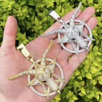 Collier Pendentif Tête de Chèvre Hip-Hop Européen et Américain pour Hommes, Plaqué Or, Zircon Cubique, Haut de Gamme – Source pour Vendeurs en Ligne