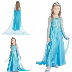 Vestido de Princesa Elsa de <span class=keywords><strong>Frozen</strong></span> con Temática Invernal para Niñas, Vestido de Tul de Manga Larga para Actuaciones Escénicas, Vestido de Cumpleaños - Product Image 1