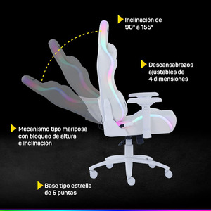 Silla <span class=keywords><strong>Gamer</strong></span> Con <span class=keywords><strong>Luces</strong></span> <span class=keywords><strong>LED</strong></span> Y Masajeador Lumbar White Racing Chairs Cadeira De Jogos Silla <span class=keywords><strong>Gamer</strong></span> Rgb Rosa Masaje Silla Gaming - Product Image 2
