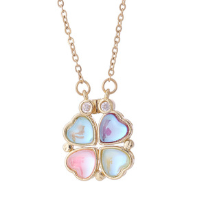 Collares de Moda de Acero Inoxidable Chapados en Oro con Colgante de Trébol en Colores Pastel y Circonitas Delicadas para Mujer - Product Image 5
