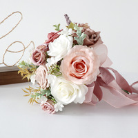 Bouquet de mariée artificiel en soie de qualité supérieure, style forêt, moderne, accessoires photo de mariage, boule de fleurs pour demoiselle d'honneur, décoration intérieure