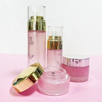 Emballage cosmétique de luxe en or rose, flacon pompe en verre rose, contenants et pots vides pour soins de la peau