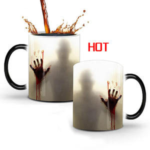 Fabricación personalizada Zombie Dead Rick Was Here Blood Hand Hot Color Changing Magic Coffee Cup Porcelana The Walking Dead Mug - Product Image 1