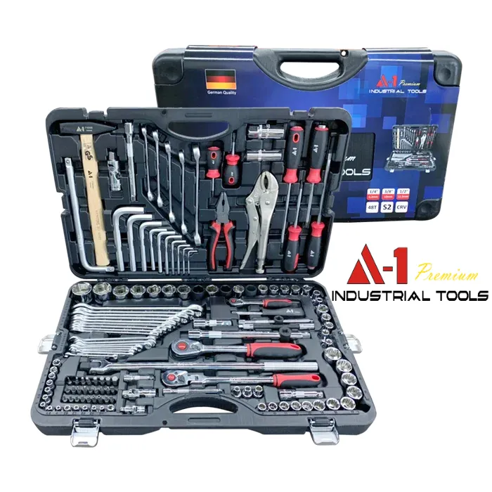 A1 142 Pcs 1/4'' & 3/8'' & 1/2'' Dr. Tool Set Auto Maintenance and Repair Tool Kit
