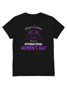 T-shirt pour femmes Inspire Inclusion International Women's Day, manches courtes, col rond, coton doux, imprimé graphique, célébration du 8 mars - Product Image 1
