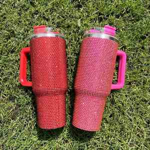 Handle 40Oz Rhinestone Bling Diamond Tumbler Stainless Steel <b>Insulated</b> Vacuum 40 Oz Travel <b>Mug</b> With Straw - Product Image 3