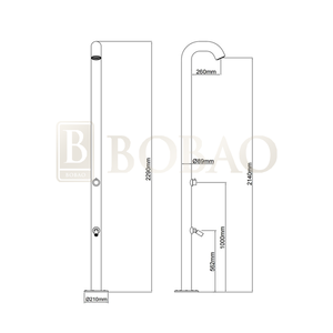 <span class=keywords><strong>Colonne</strong></span> de <span class=keywords><strong>douche</strong></span> extérieure chaude et froide en acier inoxydable 304/316, finition brossée, avec jet pluie, pour piscine - Product Image 5