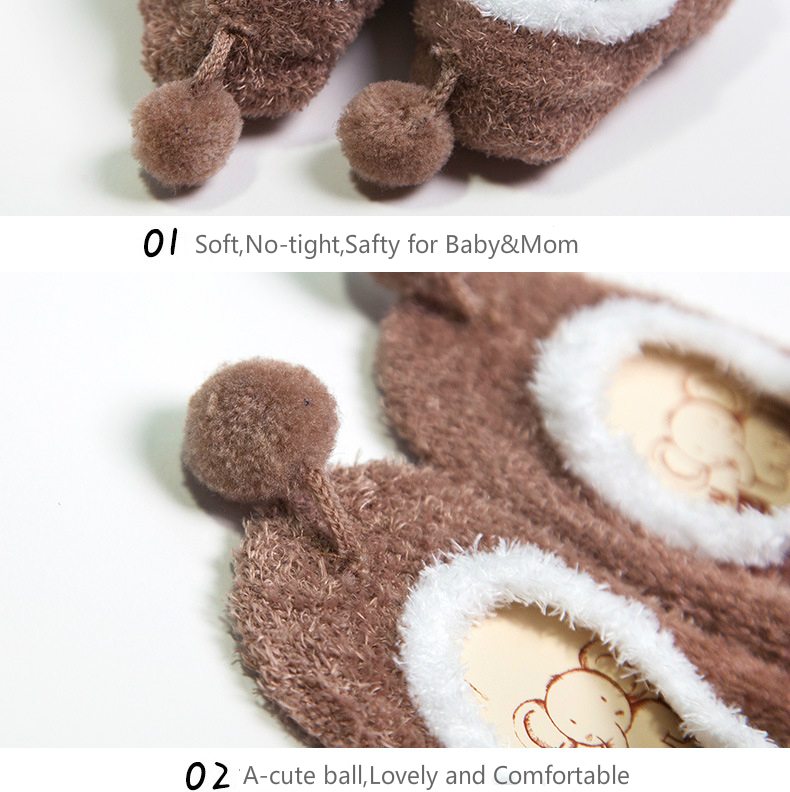 Custom Your Own Brand Christmas Fuzzy Kids Organic Shoes Pom Pom Antislip Socks Kids