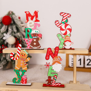 Santa Snowman Red Black Plaid Gnomes <b>Letter</b> Christmas <b>Wooden</b> Doll Decorations for Xmas Home Desktop <b>Wooden</b> Ornaments - Product Image 5