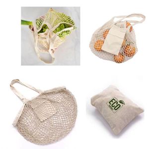 Sac en filet réutilisable pour fruits et légumes, en coton, avec logo et couleur personnalisés, écologique, avec cordon de serrage, recyclable - Product Image 3