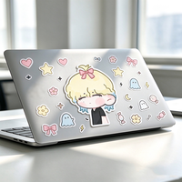 Feuille d'autocollants transparents découpés sur mesure, amusants, mignons, style anime et dessin animé, décoratifs, en vinyle PVC brillant, pour filles