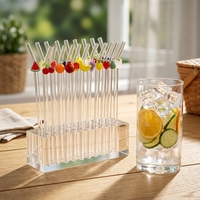 Pailles en verre colorées réutilisables en gros, motif sapin de Noël soufflé, accessoires écologiques pour bars et pailles en verre