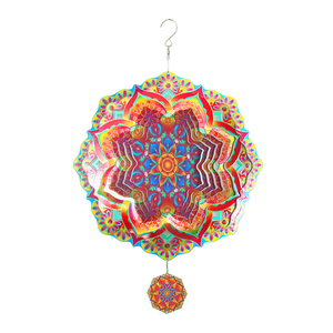 Molino de Viento Metálico 3D de Acero Inoxidable Personalizado al por Mayor, Reutilizable, con Sublimación, Diseño Mandala - Product Image 1