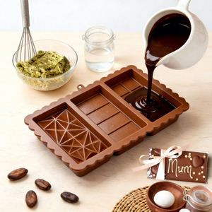 Molde de Silicona de Grado Alimenticio 3 en 1 para Barras de Chocolate, Antiadherente, para Dividir Dulces, Apto para Horno, Libre de BPA, para Hornear Chocolate Casero - Product Image 4