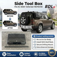 Boîte à outils latérale à fixer par boulons, compatible avec Land Rover New Defender L663 90 110 130 2020+, noir brillant avec graphique drapeau