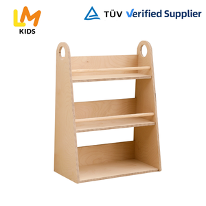 Estantería de Madera para Niños con <span class=keywords><strong>Pizarra</strong></span>, Estante de Exhibición de Libros Montessori de 3 Niveles, Caballete de Arte para Niños Pequeños, Rollo de Papel, Muebles para Sala de Juegos - Product Image 3