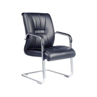 Chaise de visiteur exécutive à cadre en métal fixe chaise de bureau de réunion en cuir à dossier moyen