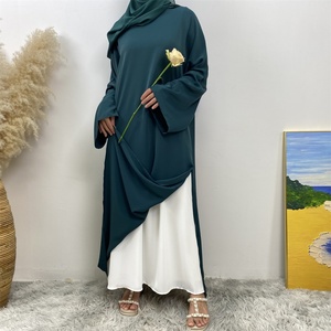6809+2194 #   Fabricante de Abayas ChaomengFashion, Abaya Cerrada de Color Sólido con Aberturas Laterales y Falda a Juego, Conjunto de Dos Piezas - Product Image 2