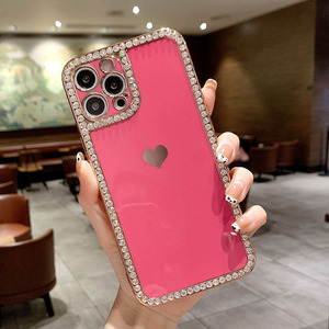 เคสโทรศัพท์มือถือชุบ6D ติดเพชรหรูหราประดับพลอยเทียมแวววาวสำหรับเคส Apple iPhone 11 12 13 14 PRO MAX 7 8 XR XS MAX