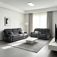 Ensemble de canapés inclinables ergonomiques intelligents Frank avec rembourrage en éponge, revêtement en cuir aérien, port de charge USB Type C et rangement pour usage hôtelier