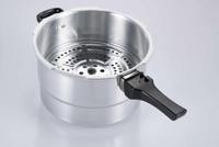 Casserole à pression en aluminium de 18 cm/3 L, design anti-explosion, résistante à la chaleur, poignée en bakélite noire, extérieur poli
