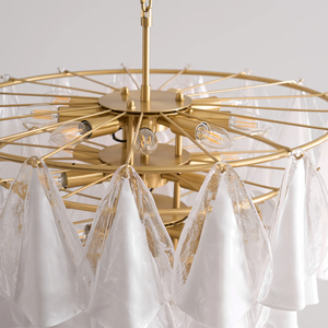 Lampadario italiano Vintage in vetro bianco Murano - Product Image 4