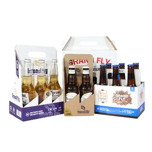 Custom Corrugated Beverages Bottle Recycled Colour Printing Logo 6 Beer Packaging Box Cardboard Carrier Gable Beer Box