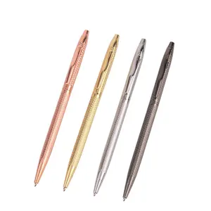 Оптовая продажа, роскошная металлическая шариковая ручка цвета розового золота, офисные принадлежности, элегантные ручки с индивидуальным логотипом