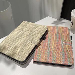 Funda para tableta de PU con patrón de tela para <span class=keywords><strong>iPad</strong></span> 10th Air 3 4 <span class=keywords><strong>5</strong></span> Mini con correa para bolígrafo, funda para tableta para Samsung A7 8 9 para <span class=keywords><strong>Xiaomi</strong></span> <span class=keywords><strong>5</strong></span> 6 <span class=keywords><strong>Pro</strong></span> - Product Image 4