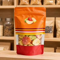 Op maat bedrukte staande pouch met transparant venster en hersluitbare ritssluiting voor verpakkingen van gedroogd fruit en snacks