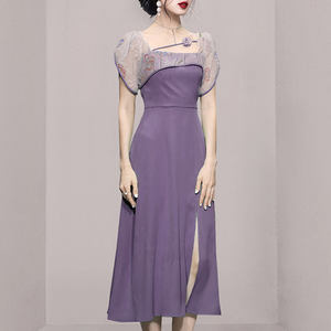 सूदमा 2025 ग्रीष्मकालीन कोरियन शैली फैशन वर्ग गर्दन छोटी आस्तीन महिला सुरुचिपूर्ण प्रोम ड्रेस स्लिमिंग कपड़े - Product Image 2