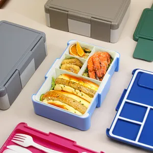 Free Cutlery Leak-Proof Custom Logo 3 Compartment Insulated Plastic Bento Lunch Box Omie Tiffin Food Container