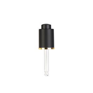 13mm customized color matte/shiny black plastic push button down press dropper with glass pipette