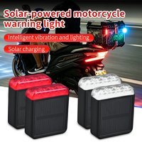 Feu de signalisation LED solaire avec capteur de vibration, sans câblage, fixation adhésive pour moto, vélo, voiture, bateau, étanche à la poussière IP67