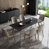 Chaise de salle à manger en métal de style nordique avec revêtement en cuir, design minimaliste moderne, dossier, pour usage domestique