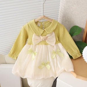 Vestito da bambino moda puro cotone a trapezio abiti da bambina a manica lunga - Product Image 6